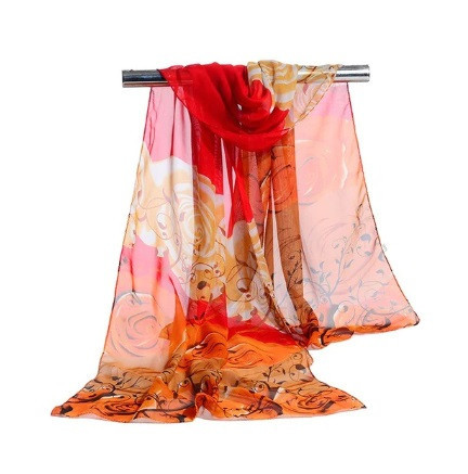 Шифоновый шарфик с цветочками 145 на 48 см разноцветный Киев - изображение 4