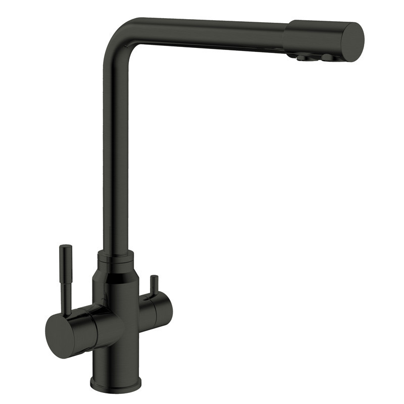 Змішувач для кухні з вих. для питної води Mixxus SUS-021 INOX-SUS-304 чорний із нерж. сталі (MI5861) Чернівці - фото 1