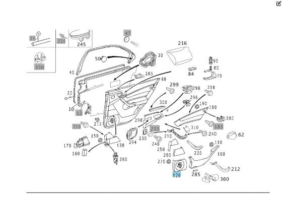 Mercedes-Benz  A2207370188 1A26 Накладка динаміка бежева на карті задніх лівих дверей S-class short W220 S-class long V220 Одеса