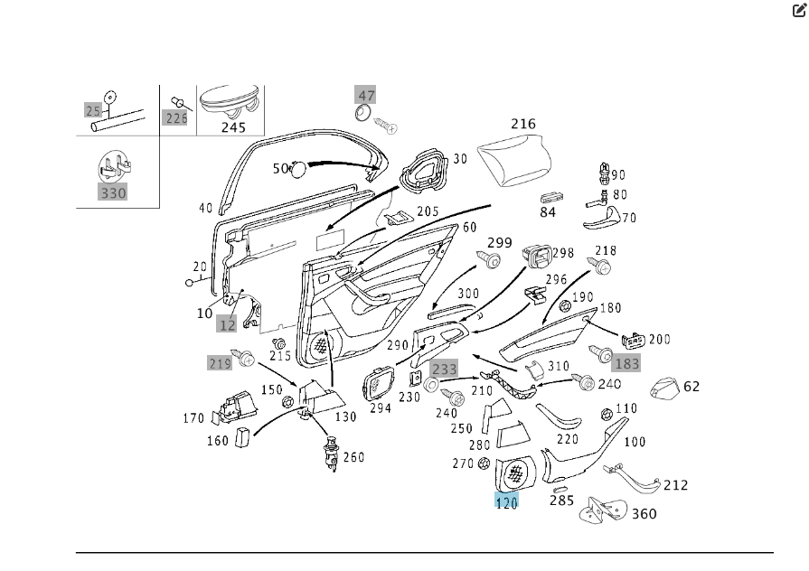 Mercedes-Benz  A2207370188 1A26 Накладка динаміка бежева на карті задніх лівих дверей S-class short W220 S-class long V220 Одеса - фото 2