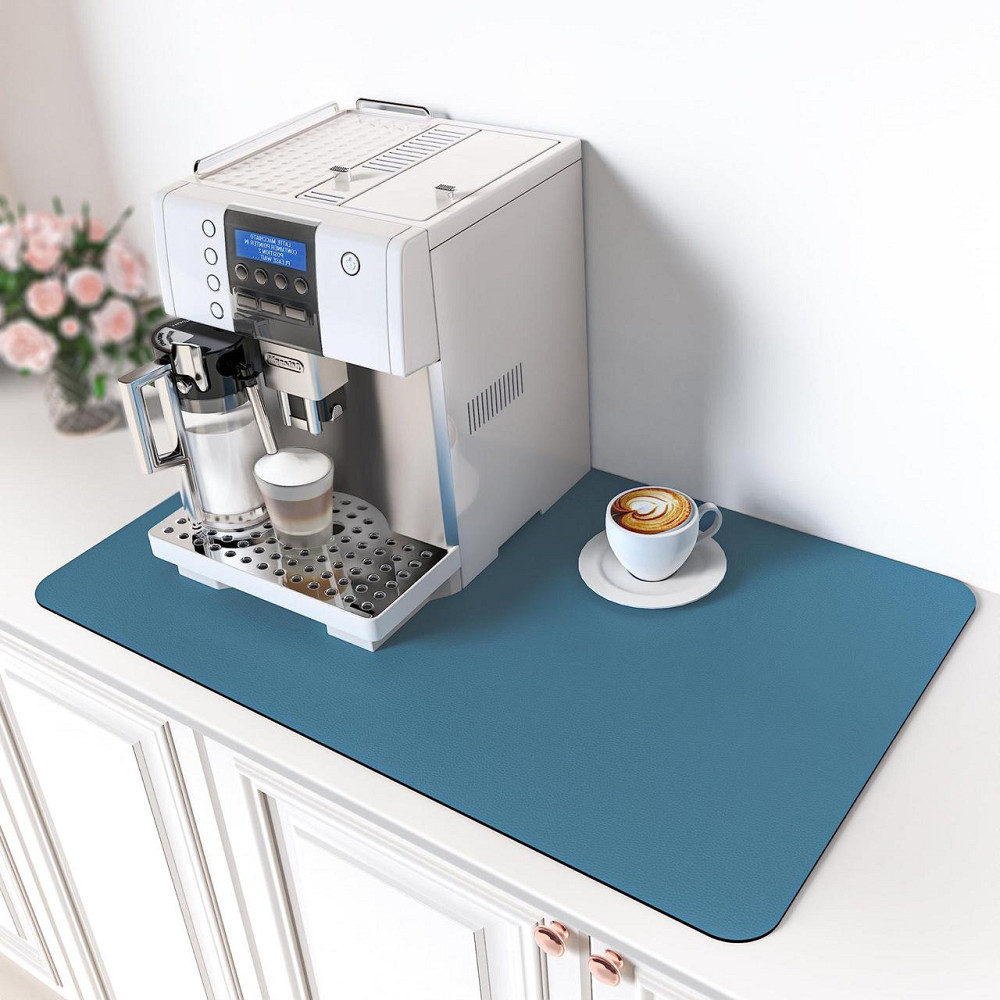 Антискользящий кухонный коврик - Абсорбирующий коврик для сушки посуды - Коврик под кофеварку 40х55 см Синий Буча - изображение 1
