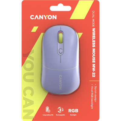 Мишка Canyon MW-22 Dual Band RGB Wireless Mountain Lavender (CNS-CMSW22ML) Вінниця - фото 10