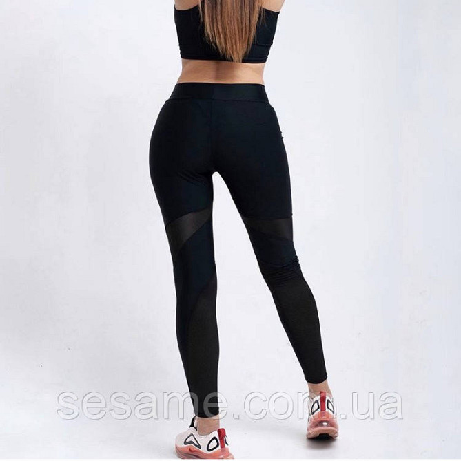 Лосини для йоги чорні із сіткою Харків - фото 2