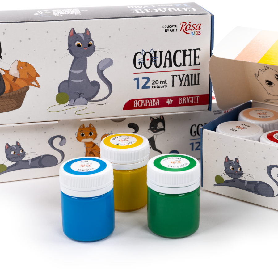 Набор гуашевых красок Cats 12×20мл ROSA Kids Киев - изображение 3