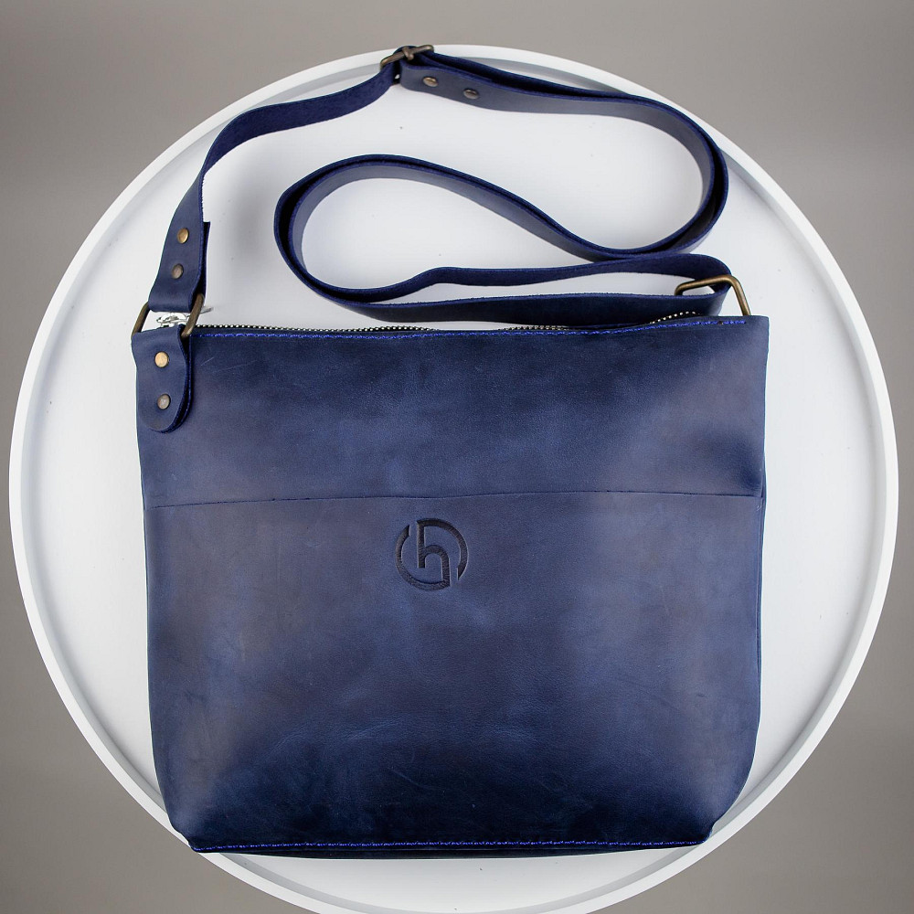 Сумка-месенджер Skill з натуральної шкіри Crazy Horse, через плече (Синій) Суми - фото 1