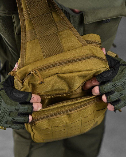Сумка-слінг тактична з однією лямкою SILVER KNIGHT 8 л coyot ВТ6397 Одеса - фото 9