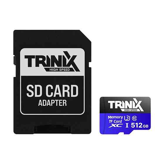 Карта пам’яті Trinix 512GB miсroSDXC з SD-адаптером U3 V30 A1 (90-00038) Киев