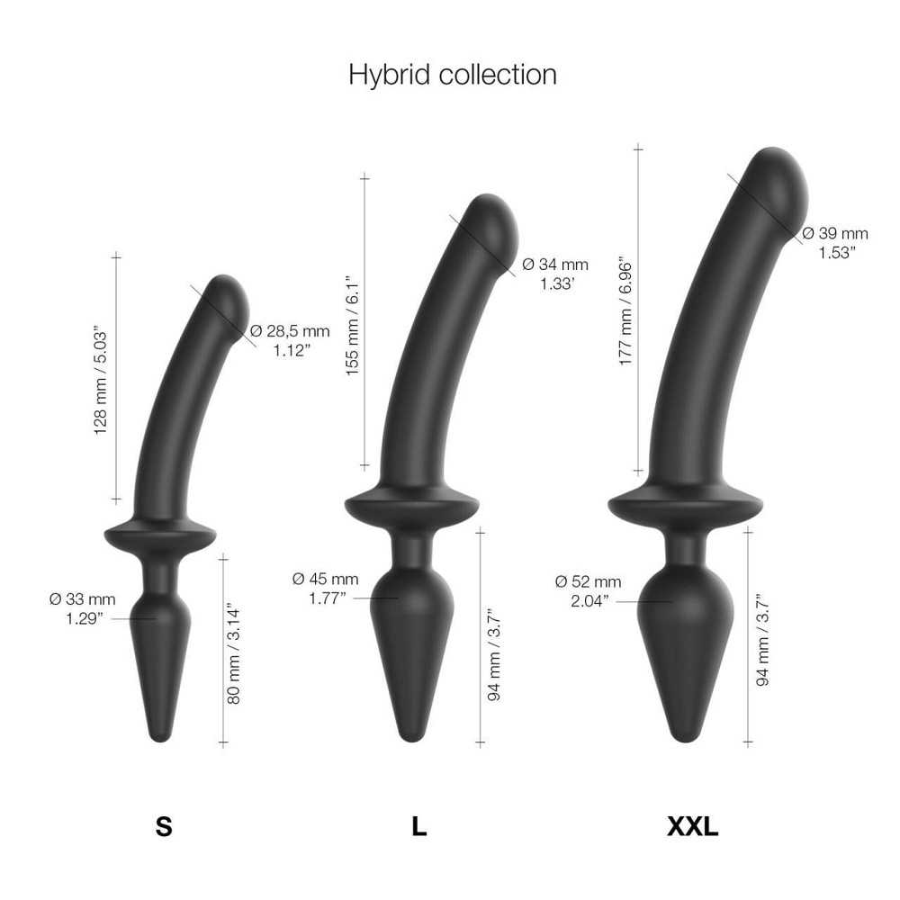 Анальная пробка с дилдо 2в1 Strap-On-Me SWITCH PLUG-IN DILDO Black S, диаметр 3,3/2,9 см Sex Aura Киев - изображение 4