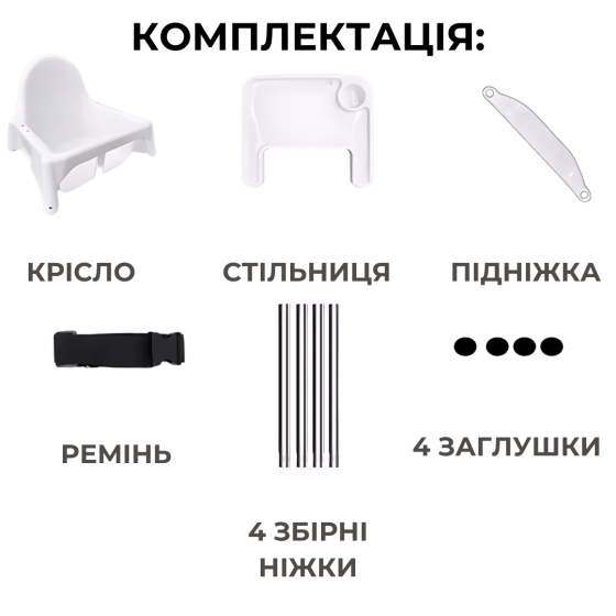 Удобный стульчик для кормления малыша с местом для бутылочки телефона и регулируемой подножкой Киев