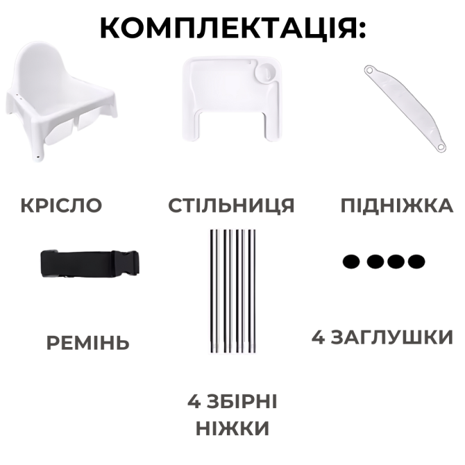 Зручний стільчик для годування малюка з місцем для пляшечки телефона і регульованою підніжкою Київ - фото 2