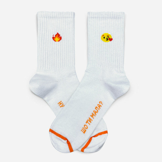 Носки Демисезонные огонек и смайл SMILEY Высокие Белый 38-40 Сумы - изображение 1