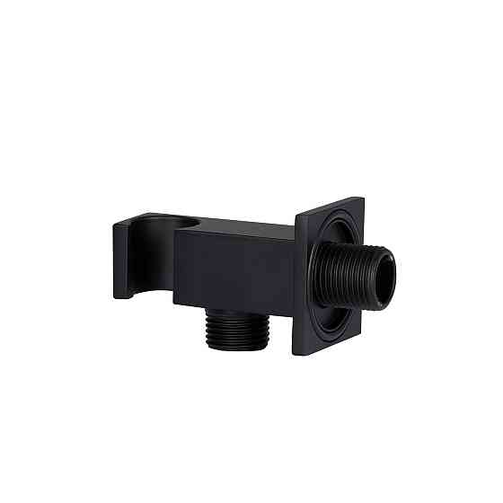 Під'єднання з тримачем для шланга Qtap Spojecti прямокутне QTCRBBH025 Black Matt Київ
