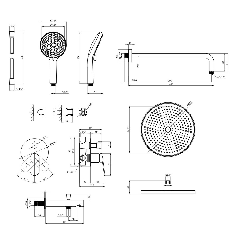 Душевая система Kroner Element 211335A-5301 Киев - изображение 2