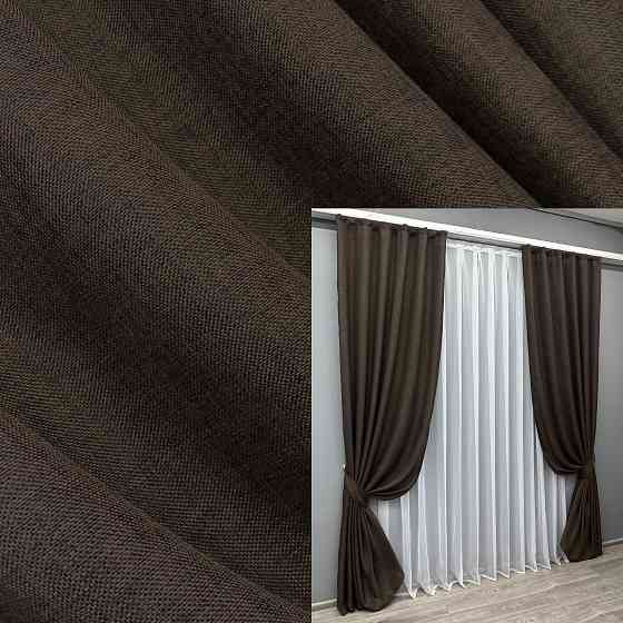 Комплект готовых штор VR-Textil Лен Мешковина № 107ш Венге 150х270 см 2 шт (30-022) Киев