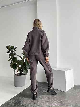 Женский флисовый женский костюм-оверсайз турецкий флис Серый, 50/52 Одесса