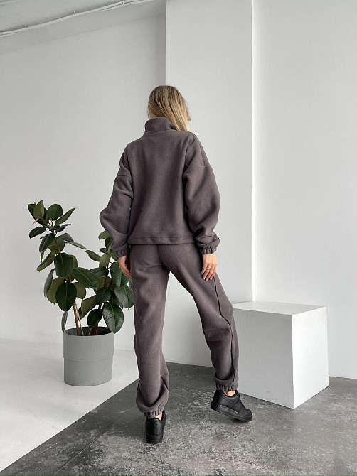 Женский флисовый женский костюм-оверсайз турецкий флис Серый, 50/52 Одесса - изображение 4