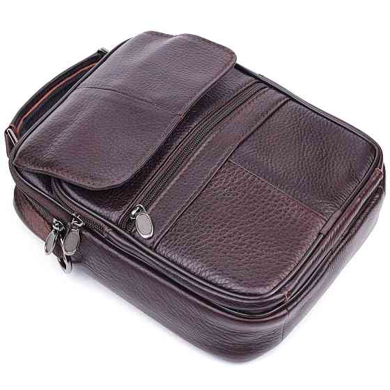 Качественный мужской месенджер из натуральной кожи Vintage 21304 Коричневый Киев