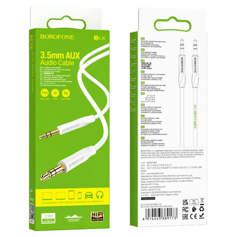 Аудио кабель BOROFONE BL16 Clear sound AUX audio cable, цвет белый BL16W Одесса - изображение 2