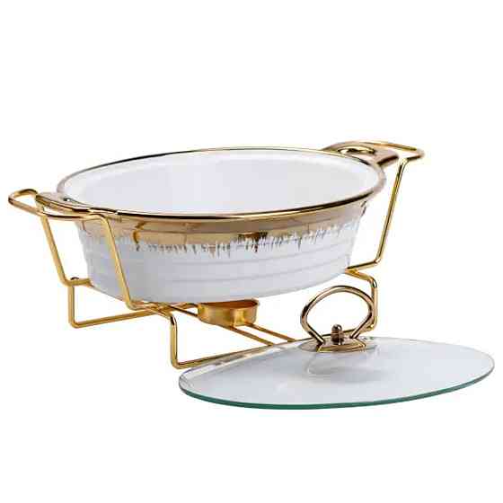 Yiwu Мармітниця порцелянова 1 літр кругла, підставка з підігрівом Коломыя