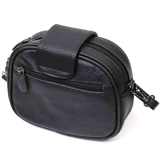 Фактурна сумка для жінок з натуральної шкіри з тисненням під змію Vintage 22354 Чорна Київ