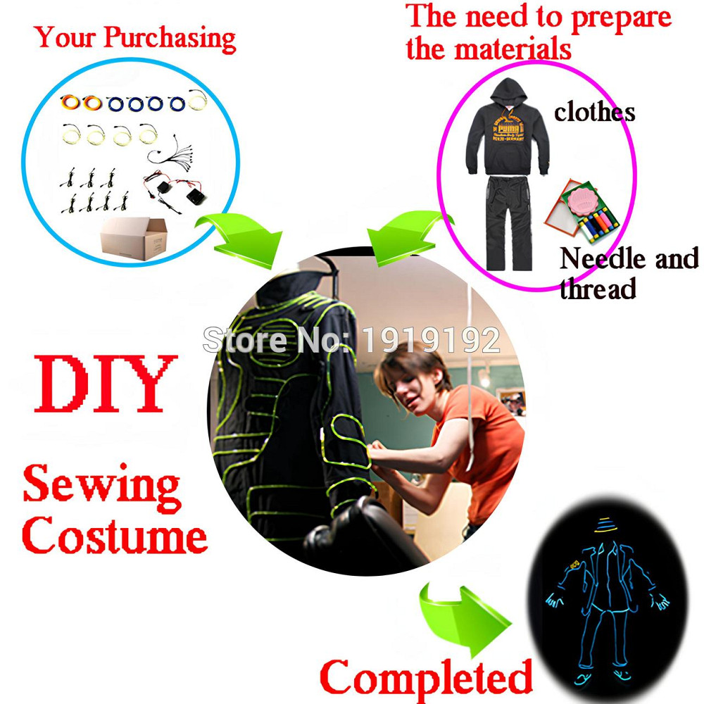 Світлодіодна стрічка RESTEQ блакитна 3 м ICE BLUE LED неоновий провід з контролером для костюмів декору авто Київ - фото 4