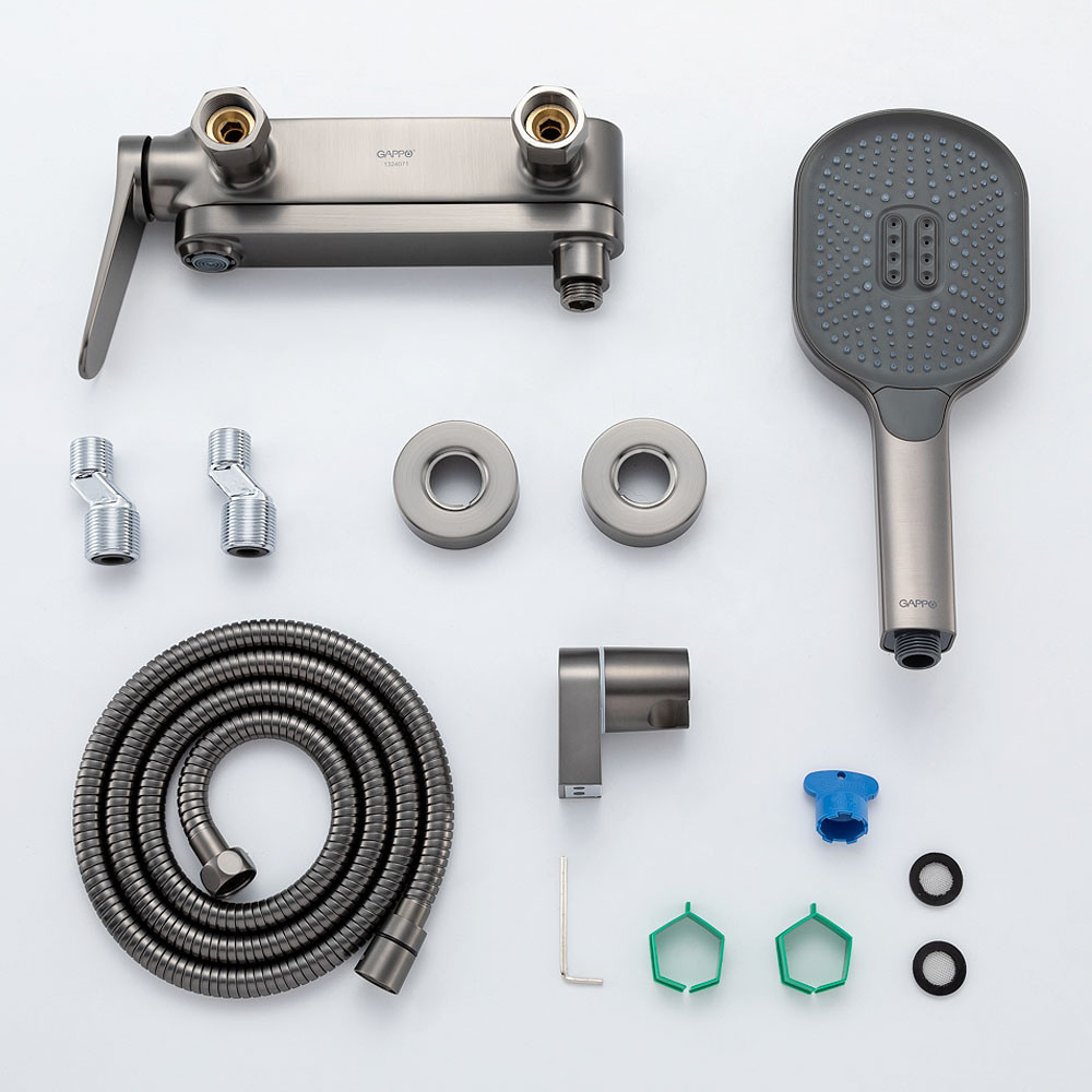 Змішувач для ванни GAPPO G3210-9 з душовим гарнітуром, графіт Київ - фото 3