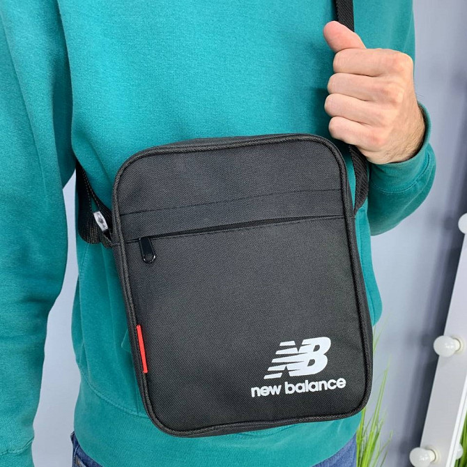 Мужская сумка через плечо New Balance, барсетка вместительная на 3 отделения, чернаяMasterSem Киев - изображение 2