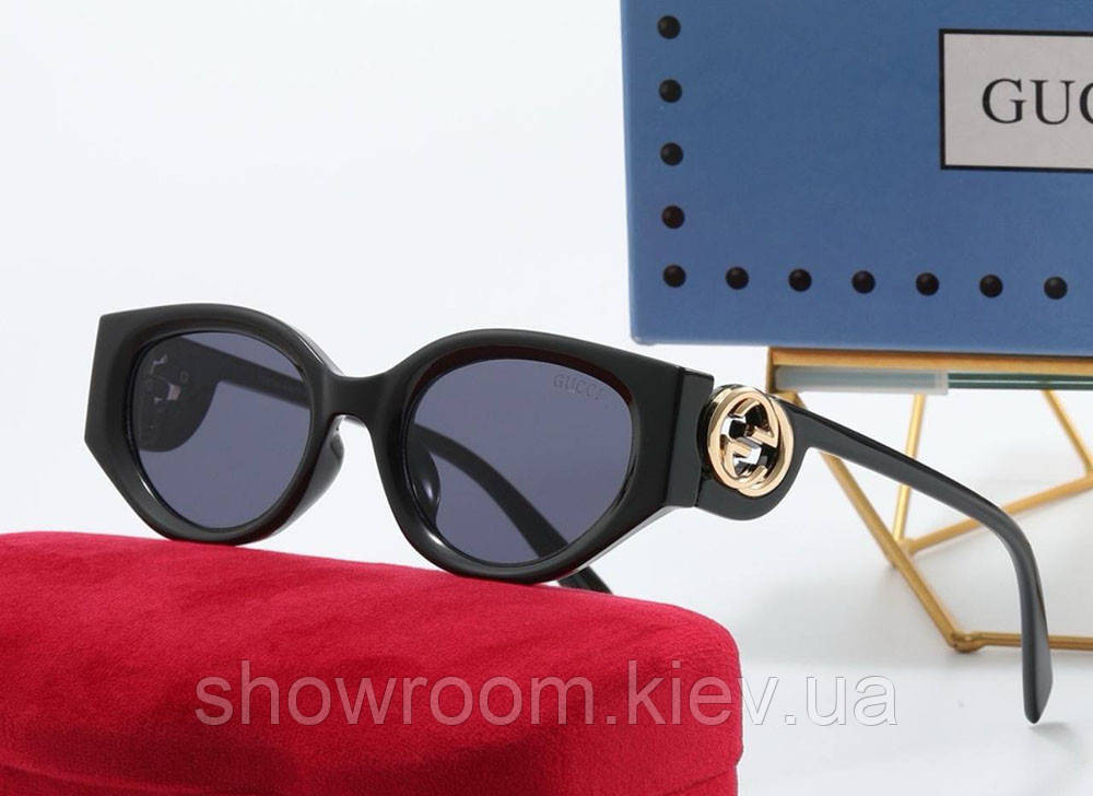Жіночі брендові сонцезахисні окуляри GG (2323) чорні Київ - фото 1
