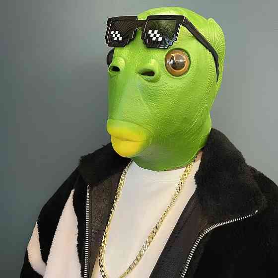 Маска рыбы RESTEQ — резиновая маска Человека-Рыбы с отверстием для рта, зеленая, универсальный размер Киев