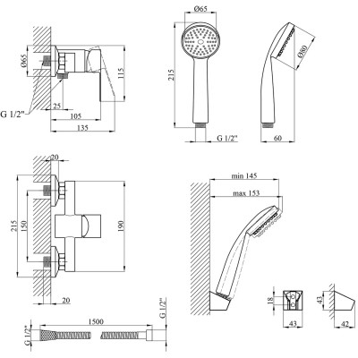 Душовий гарнітур Kroner Main-C050 (CV018618) Вінниця - фото 8