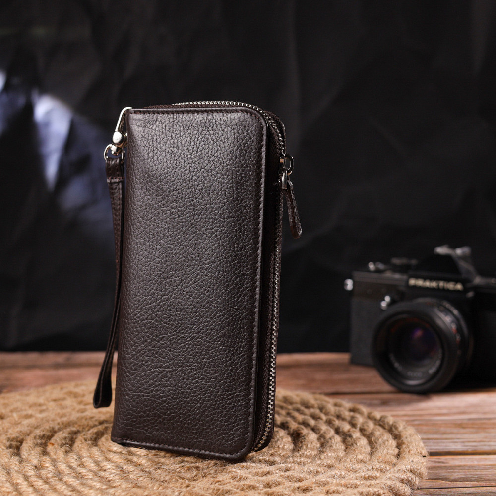 Практичный кошелек для женщин из натуральной зернистой кожи CANPELLINI 21617 Коричневый Киев - изображение 3