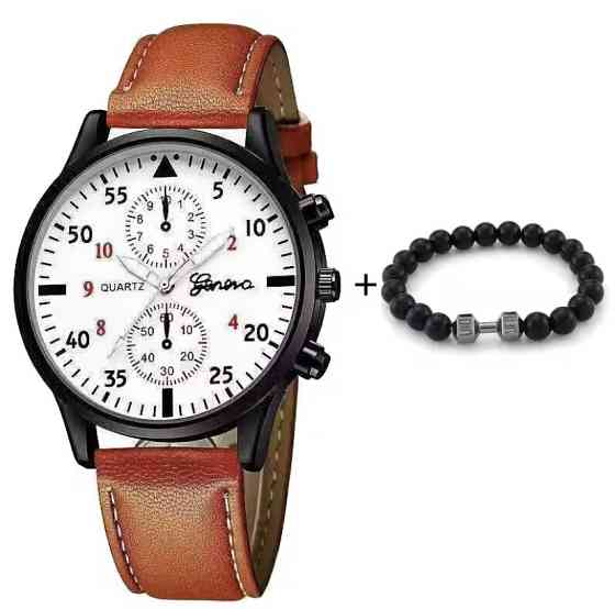 Подарочный набор для мужчин наручные часы с 1 оригинальным браслетом диам 4см дл 24см шир рем 2см без коробки Киев