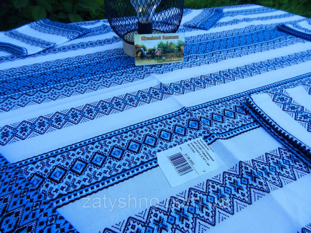 Синя вишита скатертина з серветками Київ - фото 10