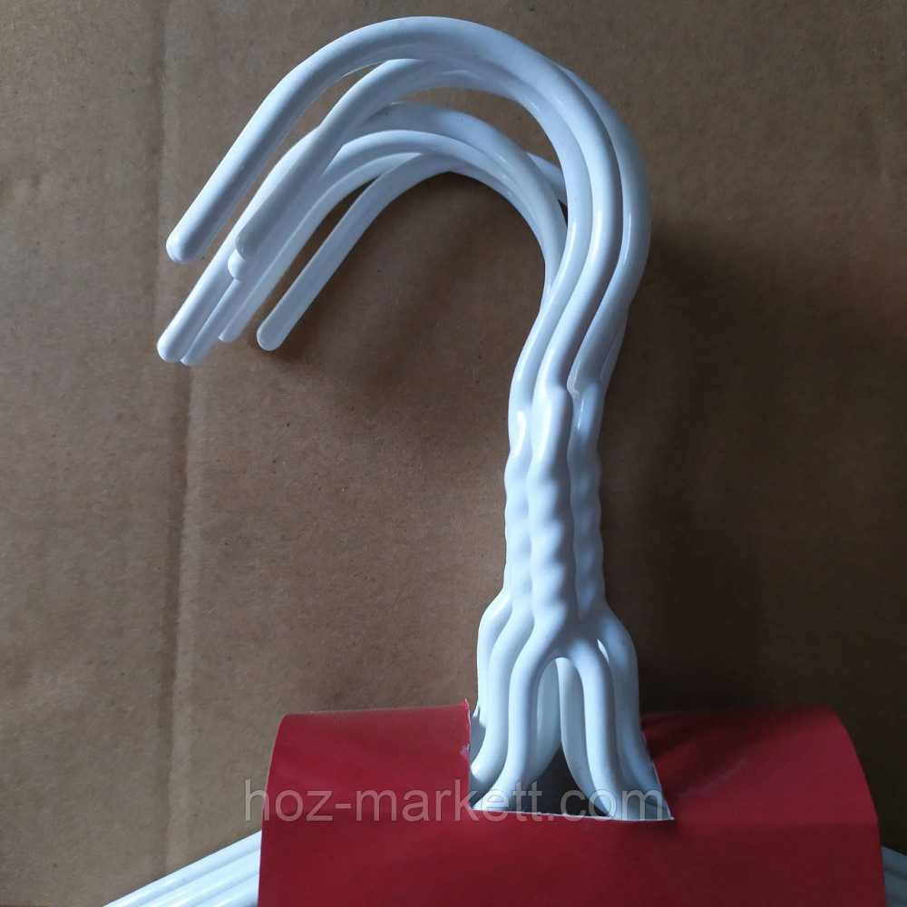 Вішалки плеча, тремпл білі металевий у силіконовому покритті з хромованим гачком 8 шт. в уп Харків - фото 9