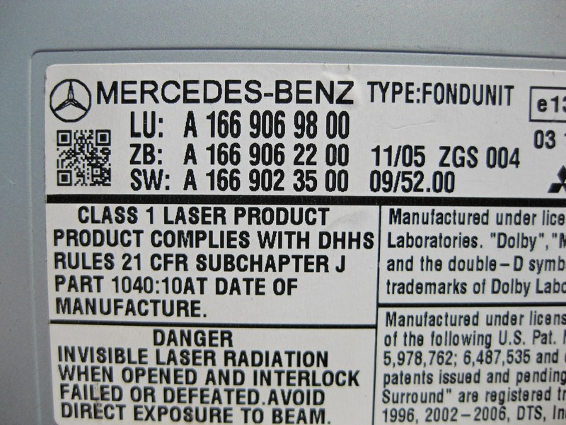 Mercedes-Benz  A1669069800 DVD-плеєр в підлокітник для задніх пасажирів E-Class W212 GL GLS X166 ML GLE W166 Одесса - изображение 4