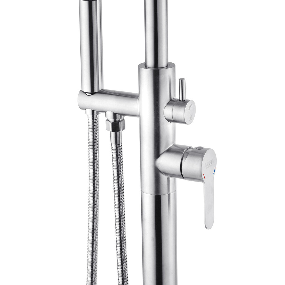 Змішувач для ванни для підлоги Kroner KRP Edelstahl Klassisch - ESG077 з душовим гарнітуром,  сатин Київ - фото 6