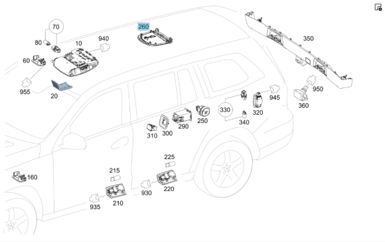 Mercedes-Benz  A1668200223 9051 Задній стельовий плафон чорний GL/GLS X166 Одесса