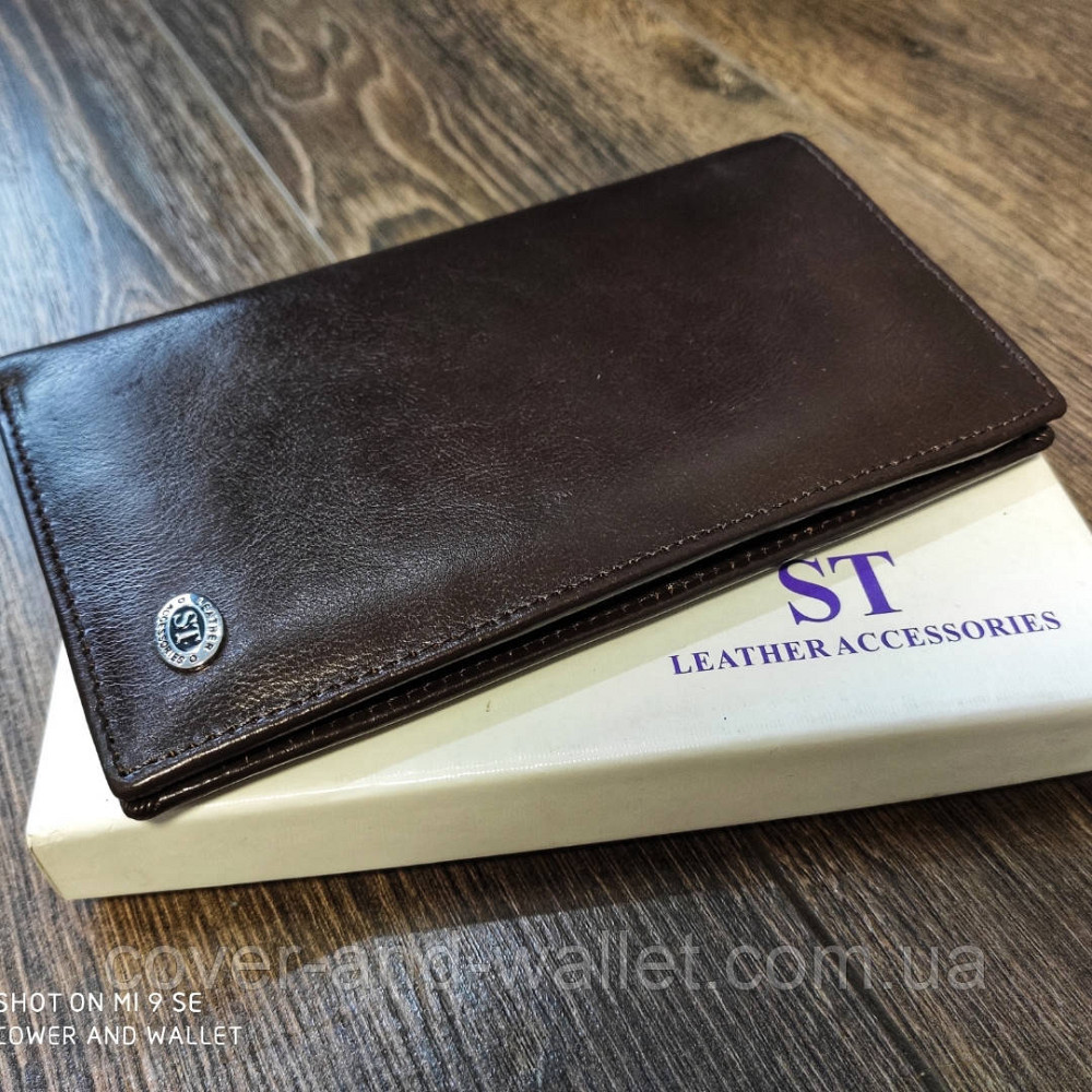 Шкіряний чоловічий гаманець купюрник коричневого кольору ST B-MS35 Київ - фото 1
