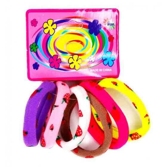 Дитяча резинка для волосся 0301-1127 мікрофібра з малюнком, набір 6 шт Вінниця