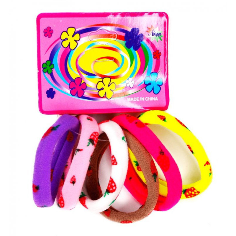 Детская резинка для волос 0301-1127 микрофибра с рисунком, набор 6 шт Винница - изображение 1