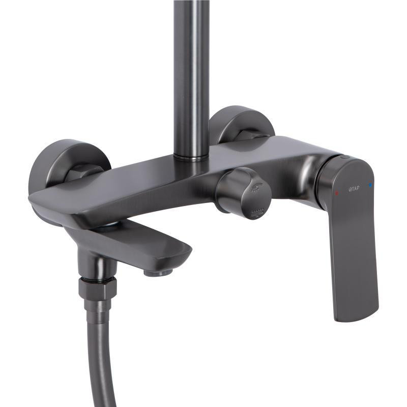Душевая система с изливом Qtap Slavonice на три потребителя QTSLA111GMB45910 Gunmetal Black графит Киев - изображение 3