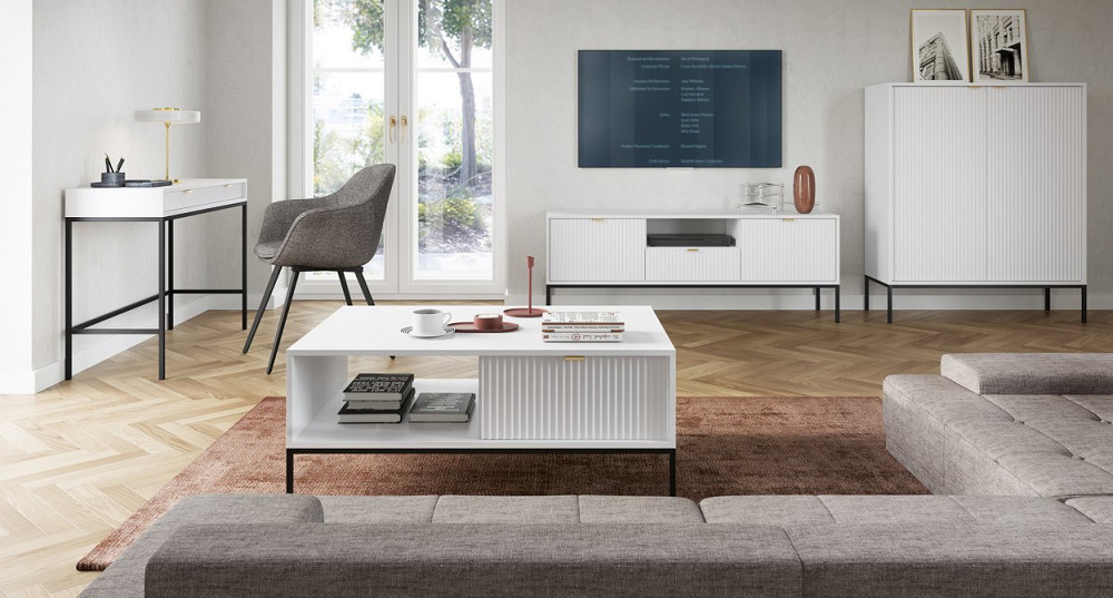 Тумба під телевізор Perfect Home Нова / Nova 2-дверна з 1 шухлядою і чорними ніжками RTV154 Білий (PFH-091225) Дніпро - фото 6