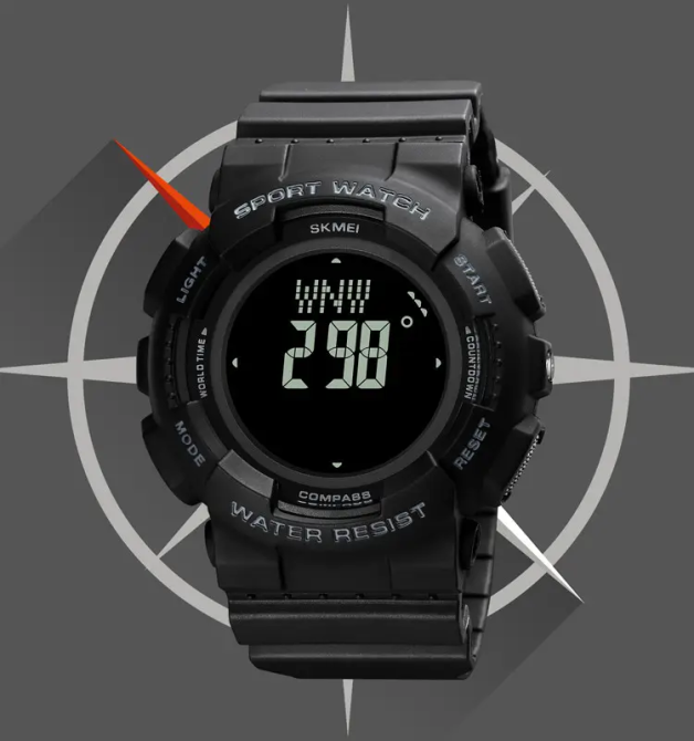 Годинник чоловічий спортивний Skmei 2077 з компасом (Чорний) Київ - фото 4