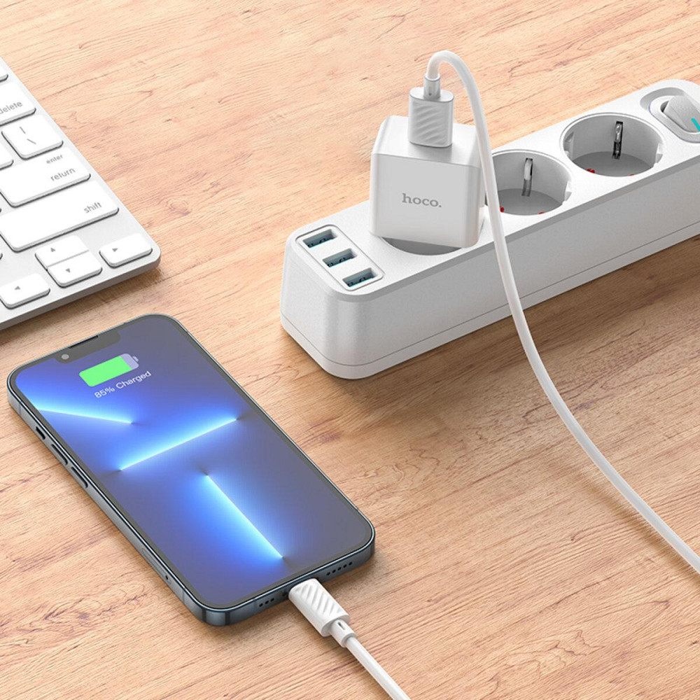 Мережевий зарядний пристрій HOCO C106A Leisure single port charger set, колір білий 6931474783899 Одеса - фото 7