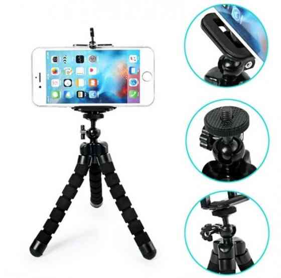Гибкий мини штатив, тренога "осьминог" для смартфона и экшн-камеры с держателем для телефона Київ