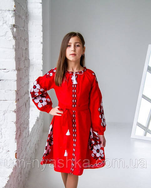 Дитяче вишите плаття натуральне полотно "Квіти Праги" р.134-152 Кривий Ріг - фото 3