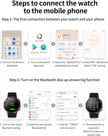 Смарт-часы Fitwell T30 Black водонепроницаемые спортивные с Bluetooth звонками AMOLED 1.6'' и мощным аккумулятором 600 мАч Киев