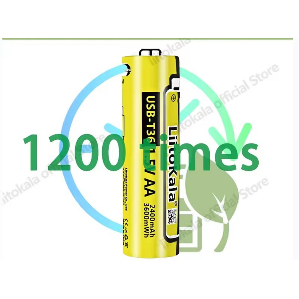 Набір акумуляторів з 4 шт LiitoKala USB-T36 + USB Type-C кабель зарядки Київ - фото 3