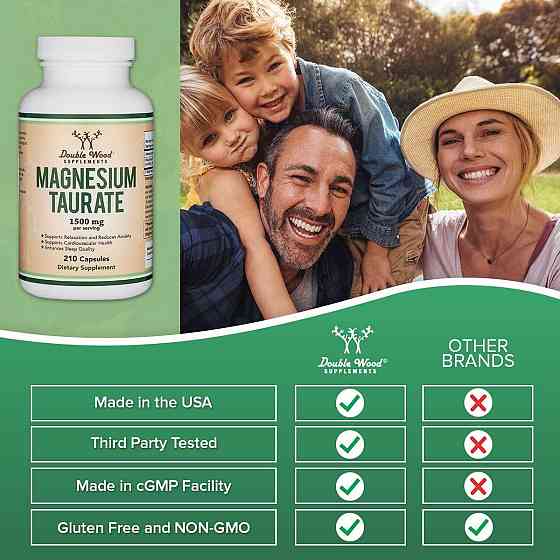 Таурат магнію Double Wood Magnesium Taurate 1500 mg 210 capsules Луцьк