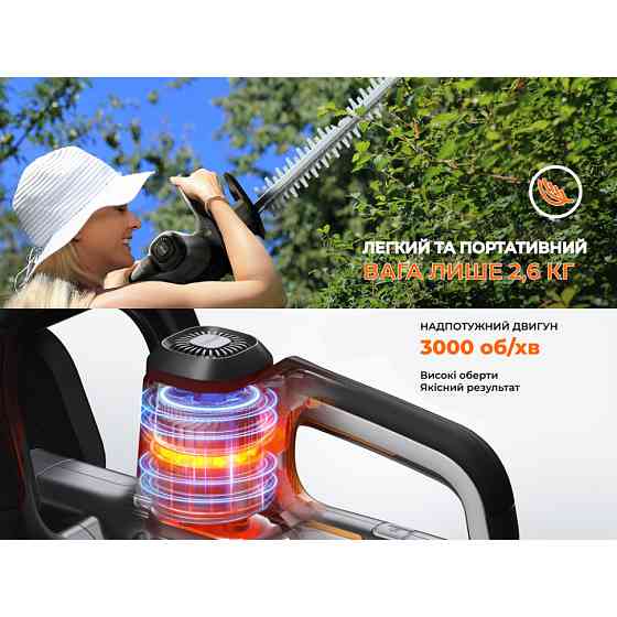 Акумуляторний кущоріз Litheli, живлення від павербанку (УМБ Litheli Power Bank 20000 mAh, 45 W, 2А в комплекті) Киев